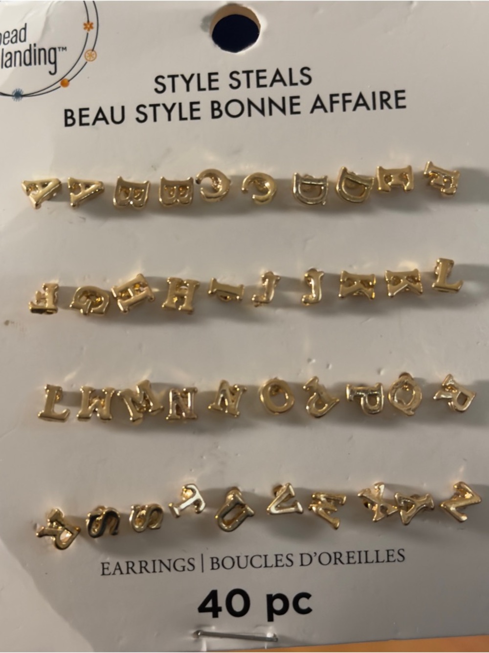NEW Bead Landing Gold Alphabet Letter Stud Earrings Set - Picture 5 of 5